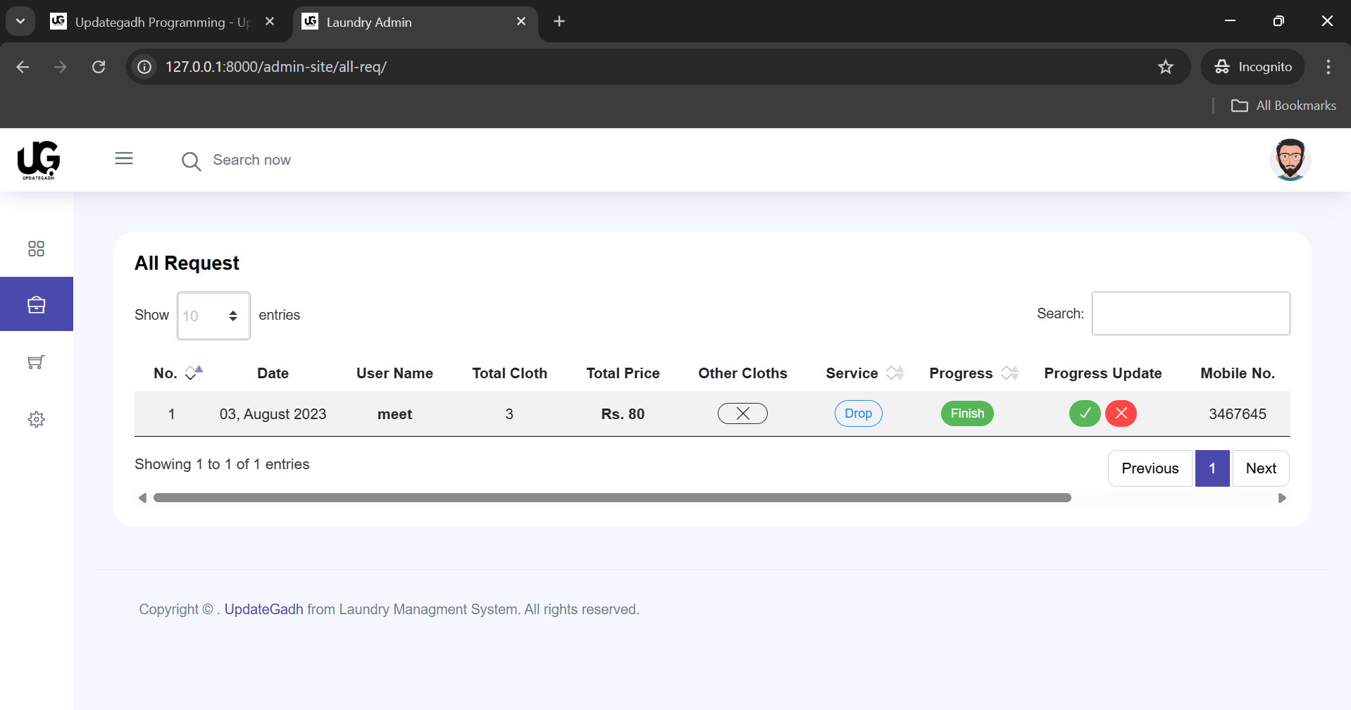 Laundry-Management-System-Project-1 Laundry Management System Using Python Django