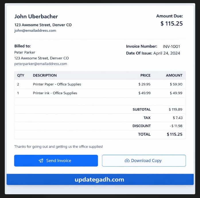 Invoice Generator Project Using React JS